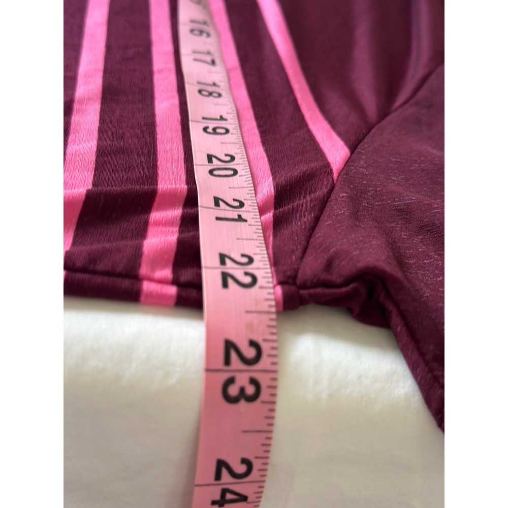 Carve Designs Banzai Top Large Burgundy Pink Striped Boxy Crop Tee Size L - Picture 7 of 9